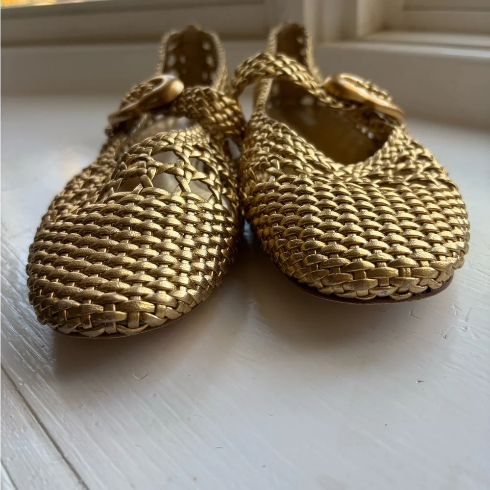 Larroude Gold Woven Flats - Picture 3 of 5